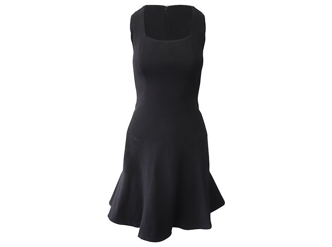 Alaïa Alaia Mini vestido canelado sem mangas em lã preta Preto