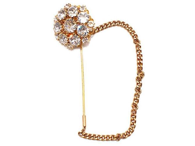 Dolce & Gabbana Gold Tone Crystal Embellished Hat Pin Golden Metallic Metal  ref.596418