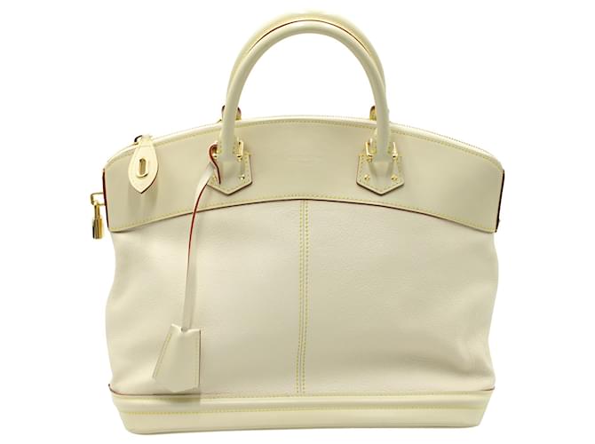Louis Vuitton Lockit PM Tasche aus elfenbeinfarbenem Leder Weiß Roh  ref.596430
