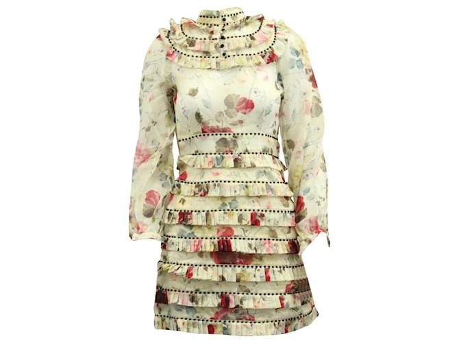 Zimmermann Mischief Pleated Dress in Floral Print Silk  ref.596505