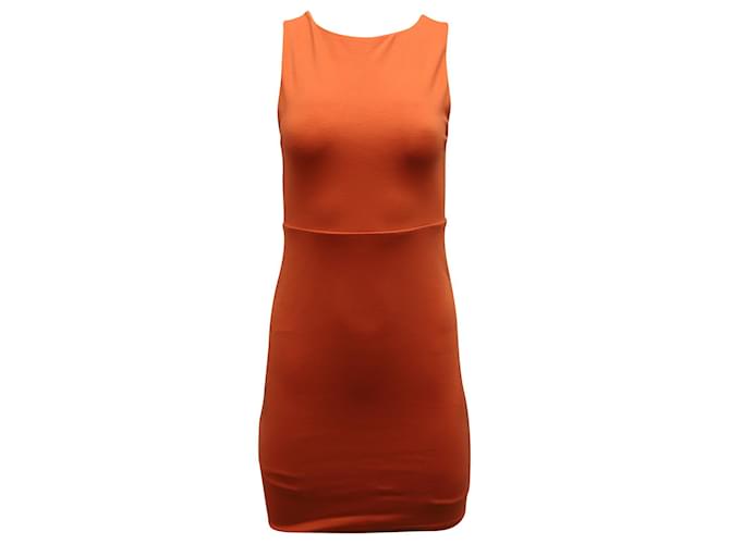 Alice + Olivia Tali Sleeveless Cross Detail Back Dress in Orange Rayon Cellulose fibre  ref.596513