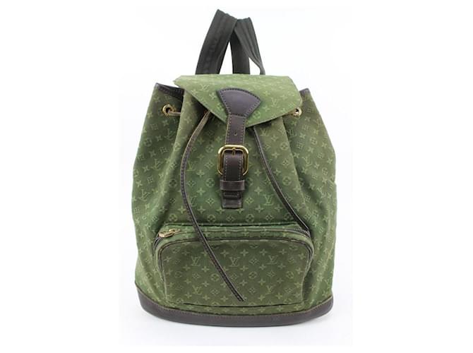 Louis Vuitton Khaki Green Mini Lin Montsouris GM Backpack Leather