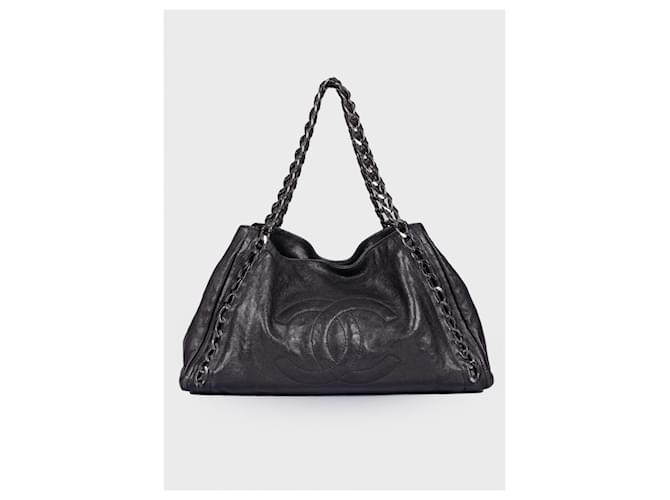 Chanel Modern Chain Tote Caviar East West Black Leather  ref.596559