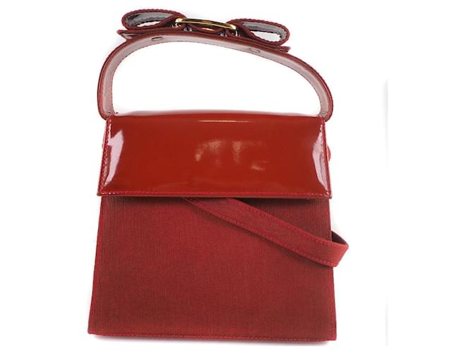 Salvatore Ferragamo Villa Ribbon Red Patent leather  ref.596575