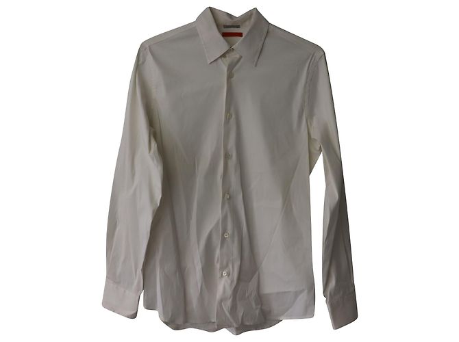 Camicia Prada a maniche lunghe in cotone bianco