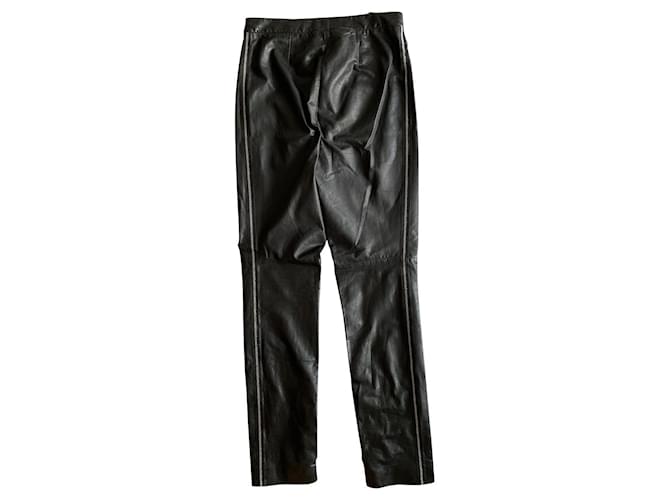 Chanel Pantaloni di pelle Nero  ref.596624