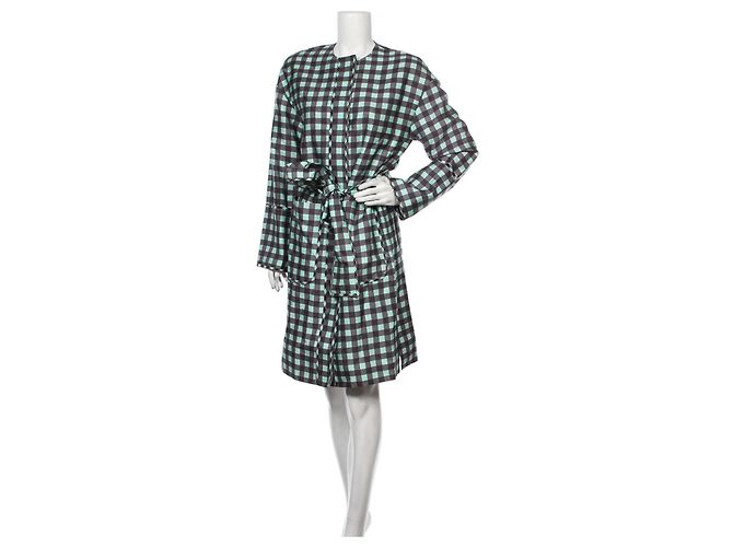 Diane Von Furstenberg Kleid Grün Grau Seide Wolle