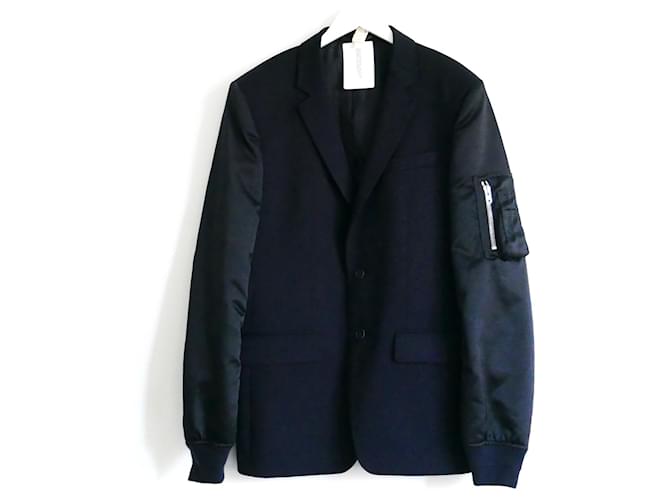 Givenchy Bomber Jacket Sleeve Blazer Jacket Navy blue Wool Polyamide  ref.596659