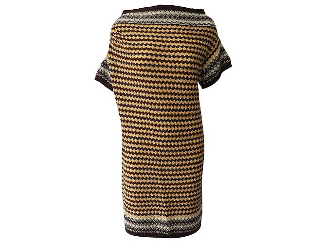 Missoni Patterned Knit Off Shoulder Dress in Multicolor Wool  