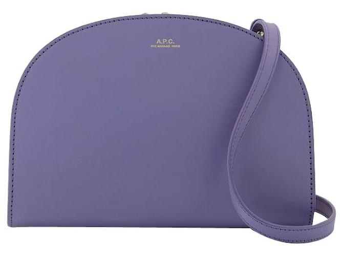 A.p.c. Demi Lune Leather Shoulder Bag In Purple