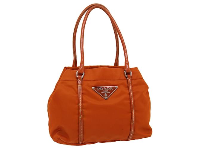 PRADA Hand Bag Nylon Leather Orange Auth ar7092  ref.596734