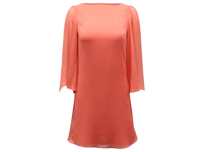 Alice + Olivia Odette Georgette-Kleid aus pfirsichfarbenem Polyester Pink Angeln  ref.596864