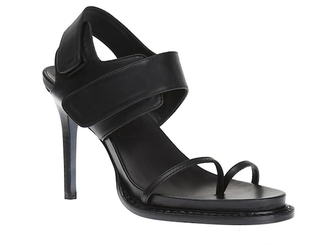 Ann Demeulemeester heeled leather and velcro sandals Black  ref.596930