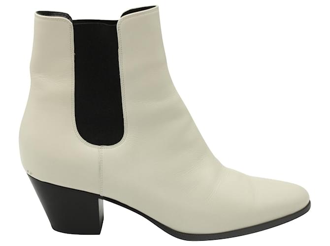 Céline Celine Chelsea Ankle Boots in White Ivory Leather Cream  ref.596991