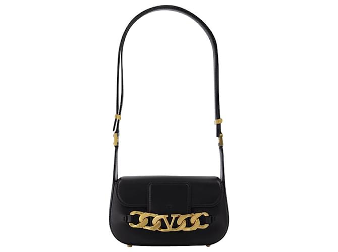Valentino Garavani Small Shoulder Bag | Vlogo Chain | Vit.Dauphine/A.Brass Morsetto Black Leather  ref.597022
