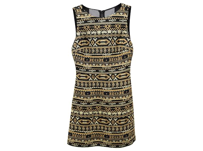 Alice + Olivia Robe sans bretelles à imprimé tribal en acrylique doré  ref.597057