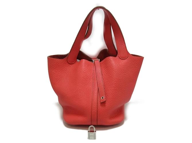 Hermès Clemence Picotin MM Red Leather  ref.597084