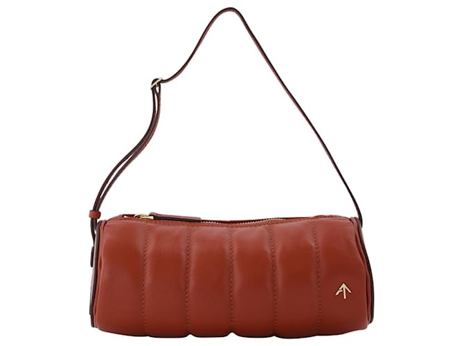 Autre Marque Padded Cylinder Bag in Red Leather  ref.597110