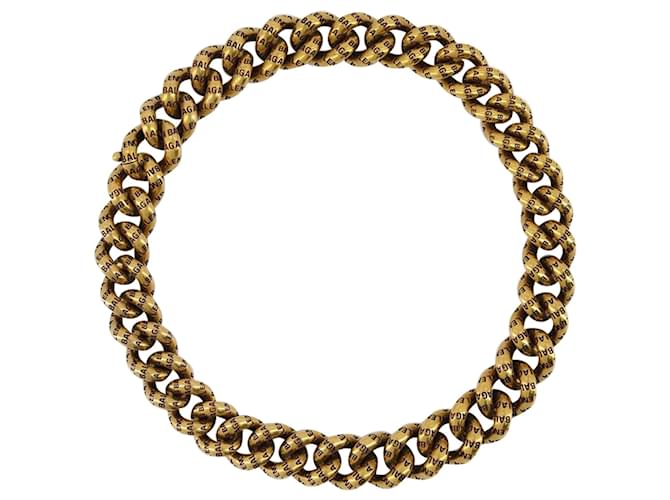 Balenciaga Logo Necklace in Gold-tone brass Golden Metallic  ref.597146