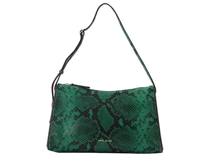 Autre Marque Prism Bag aus grünem Leder mit Schlangenprägung  ref.597170