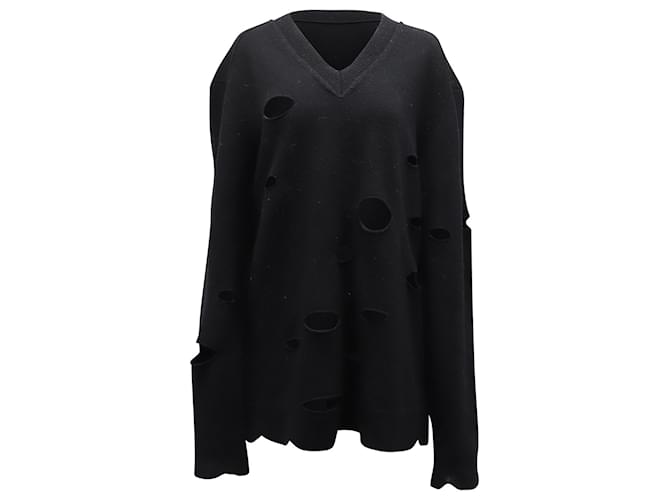 Autre Marque Alexa Chung Distressed Pullover aus schwarzer Wolle  ref.597210