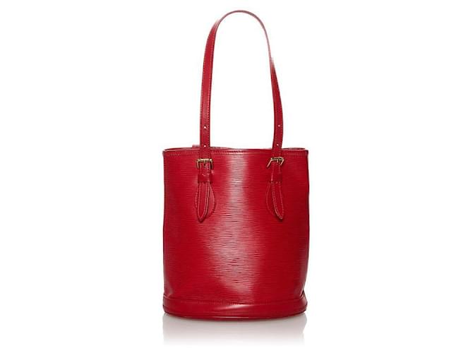 Louis Vuitton Epi Bucket PM Red Leather Pony-style calfskin  ref.597247
