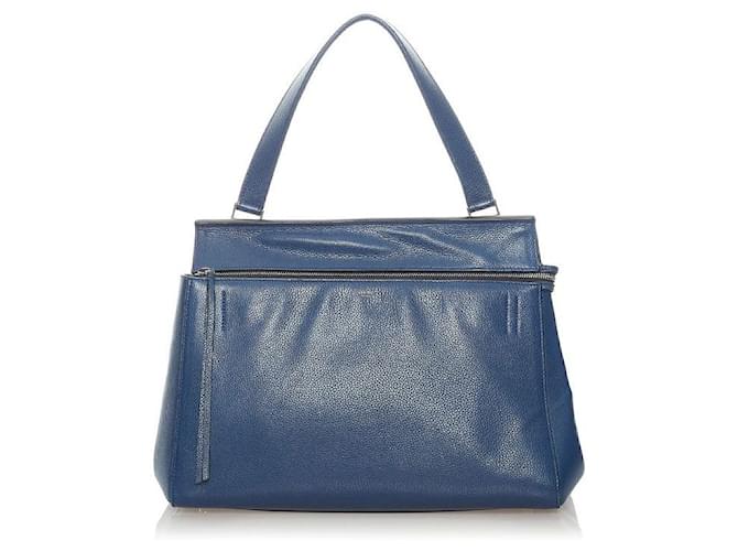 Céline Large Edge Bag Blue Leather Pony-style calfskin  ref.597284