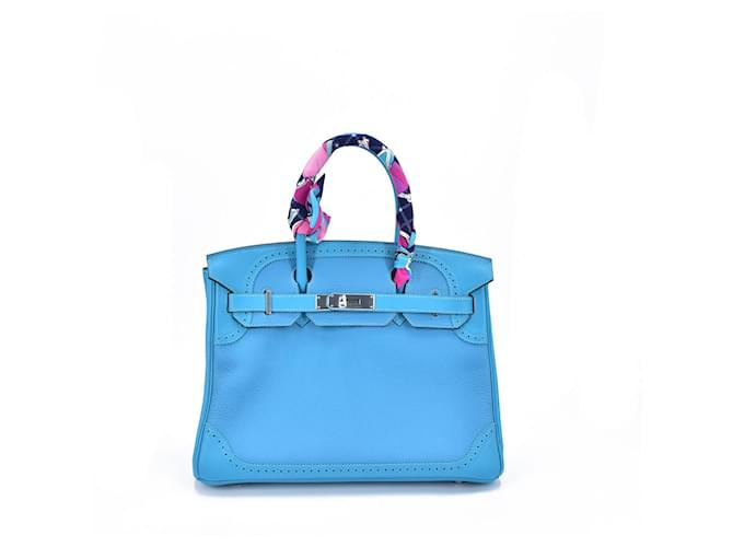 Hermès Edição limitada Ghillies Togo Birkin 30 Azul Couro Bezerro-como bezerro  ref.597327