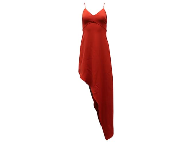 Alice + Olivia Sleeveless Asymmetrical Hem Dress in Red Orange Polyester  ref.597699