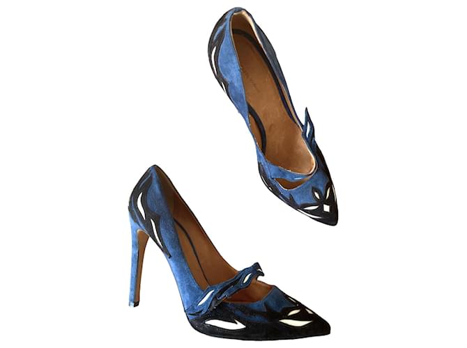 Impresionantes zapatos de tacón "Kylie" de Isabel Marant 38 ante negro y azul marfil Crema Azul oscuro Gamuza  ref.597700