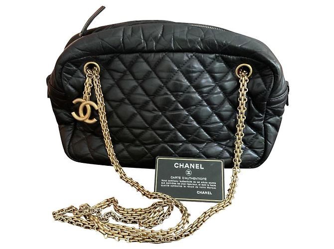 Camera Sac Caméra Chanel Bleu Marine Cuir