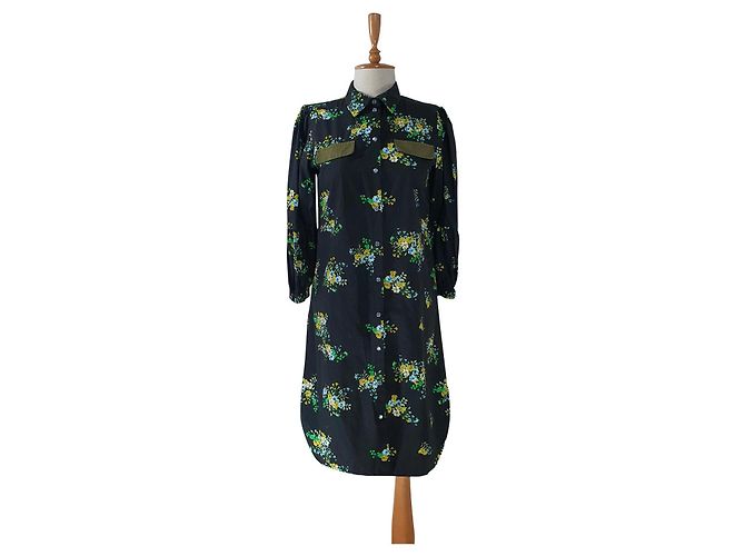 Autre Marque Sienna Kleid Schwarz und Mehrfarbig Baumwolle Mehrfarben