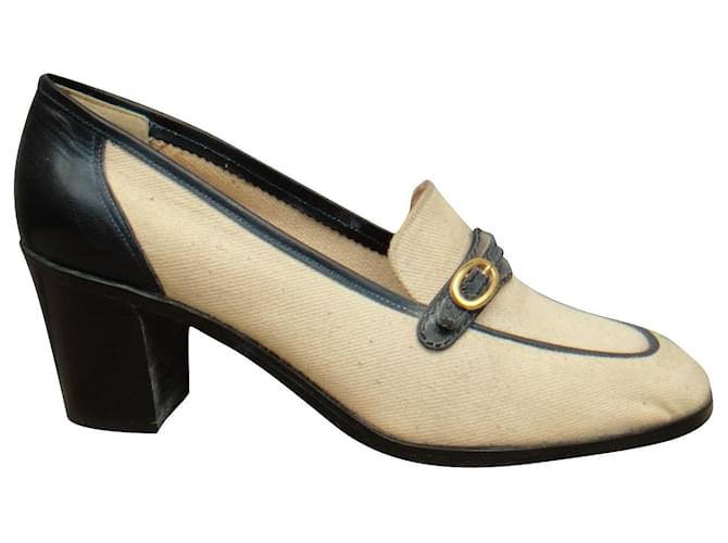 summer loafers Christian Dior Boutique vintage new condition p 37 Eggshell Leather Cotton  ref.597919