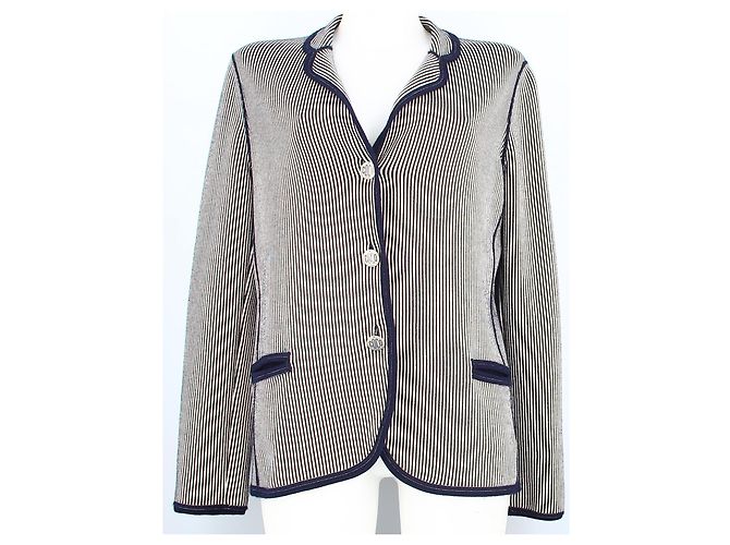 Chanel Blue striped men jacket in size 40 Beige