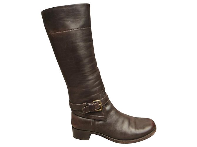 Prada leather riding boots dark brown size 39