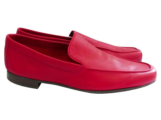 John Lobb Red Leather Loafers  ref.598015