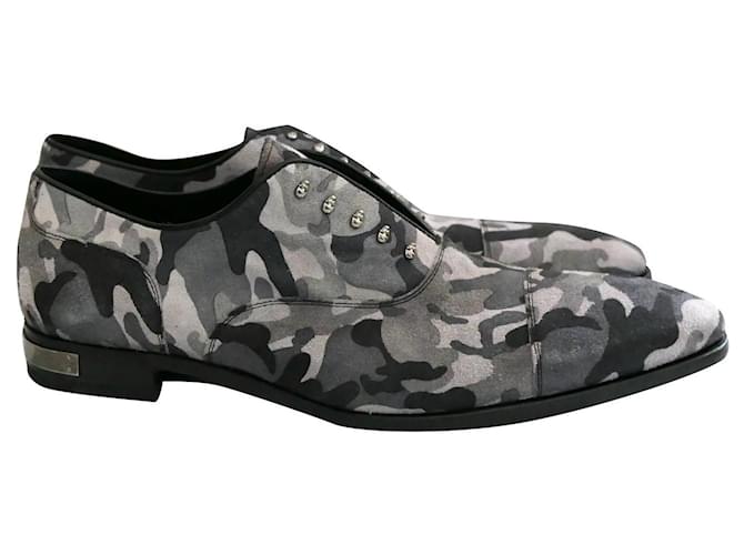 Philipp Plein Camouflage Skull Class Shoes Grey Suede  ref.598016