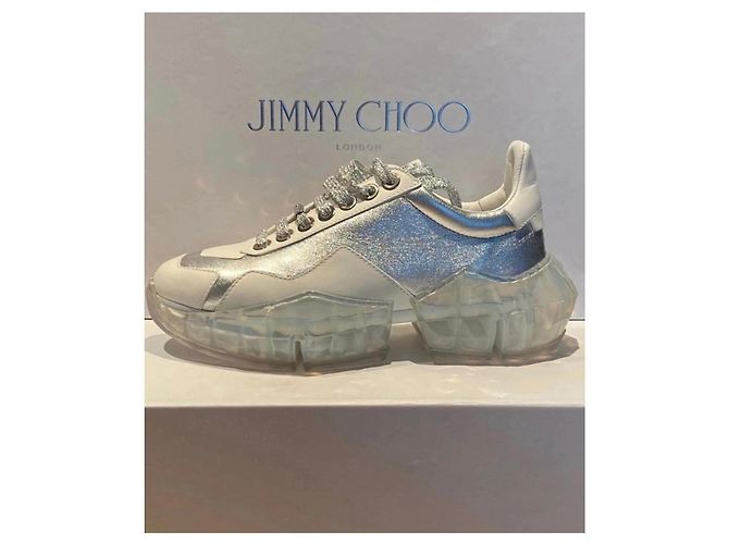 Jimmy Choo Diamond Sneaker aus weißem Leder
