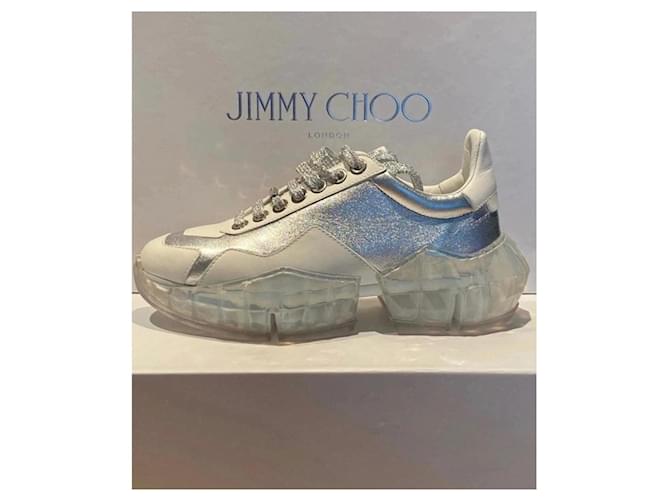Jimmy Choo Diamant Weiß Leder  ref.598021