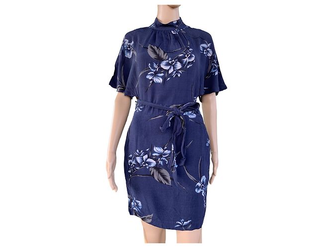 Ganni Akina Kreppkleid Blau