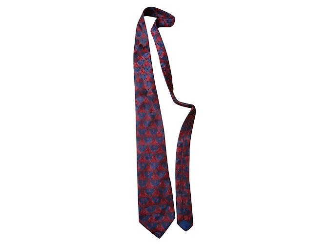 Lanvin Silk Tie Navy Blue Red Design