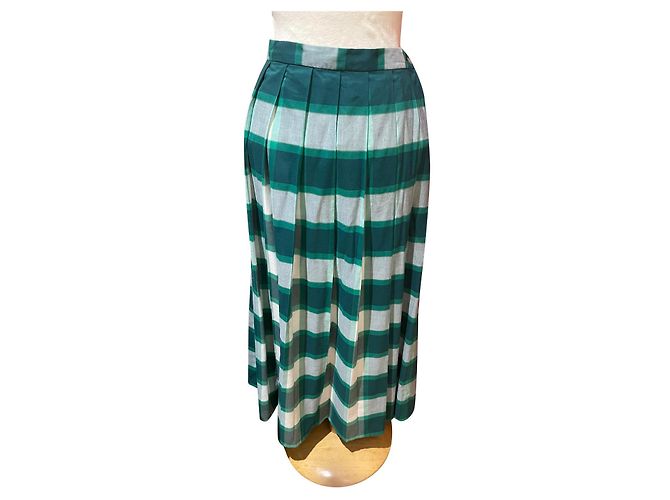 Falda larga plisada Agnès b. de cuadros verde y blanco Multicolor