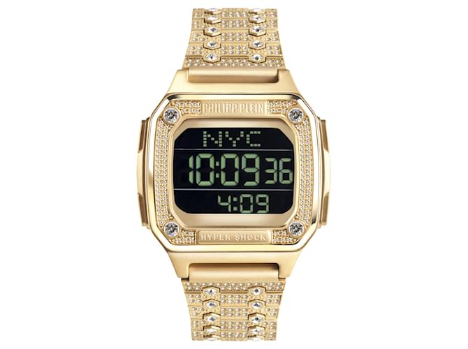 Philipp Plein Hyper $hock Crystal Digital Watch Golden Metallic  ref.598359