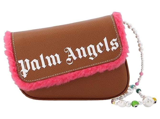 Palm Angels Crash Bag Pm em marrom e branco Couro  ref.598486