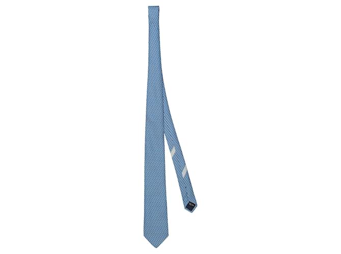 Gravata de seda com estampa de elefante Salvatore Ferragamo Azul  ref.598749