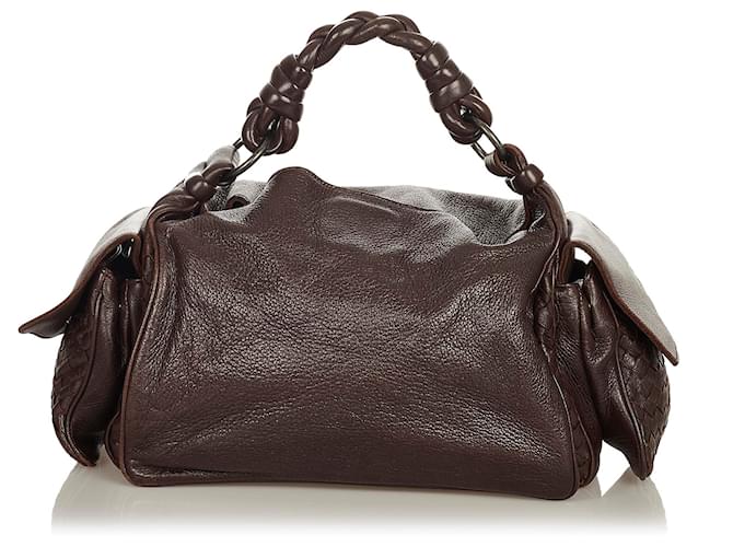 Bottega Veneta Brown Intrecciato Leather Shoulder Bag Dark brown Pony-style calfskin  ref.598967