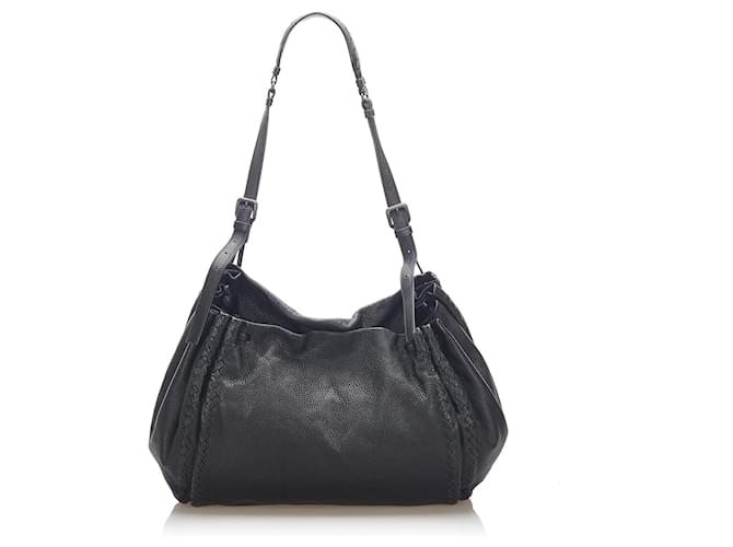 Bottega Veneta Black Intrecciato Leather Shoulder Bag Pony-style calfskin  ref.598971