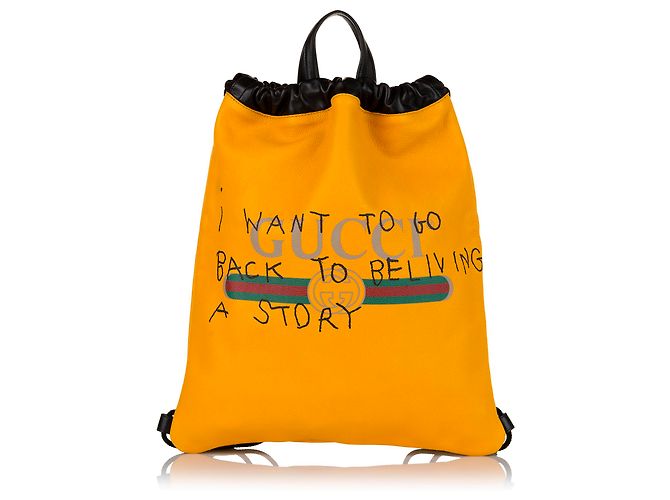 Sac à dos à cordon Gucci jaune Coco Capitan Logo