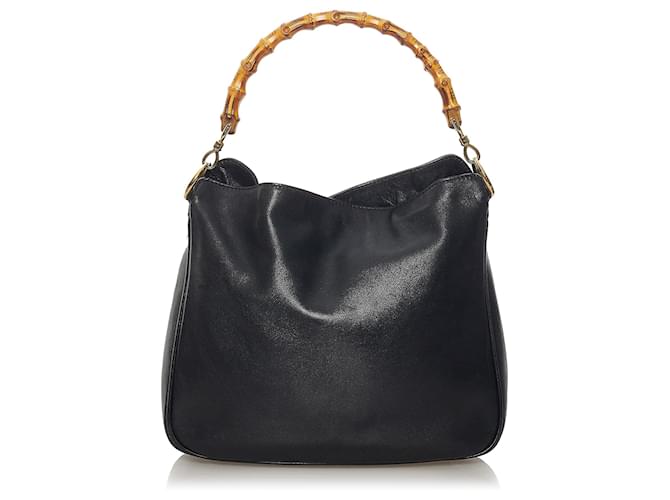 Cartable Gucci en cuir de bambou noir Veau façon poulain  ref.599033