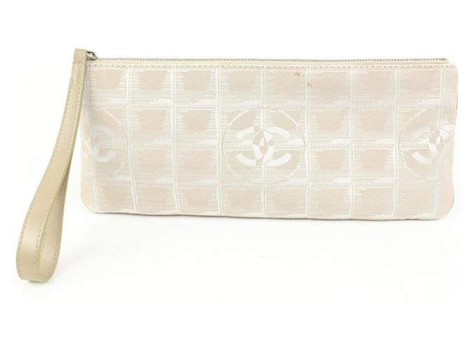 Chanel Beige New Line Pochette Wristlet Clutch Leather  ref.599139
